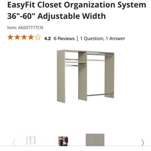 EasyFit Closet Organization System 36"-60" Adjustable Width